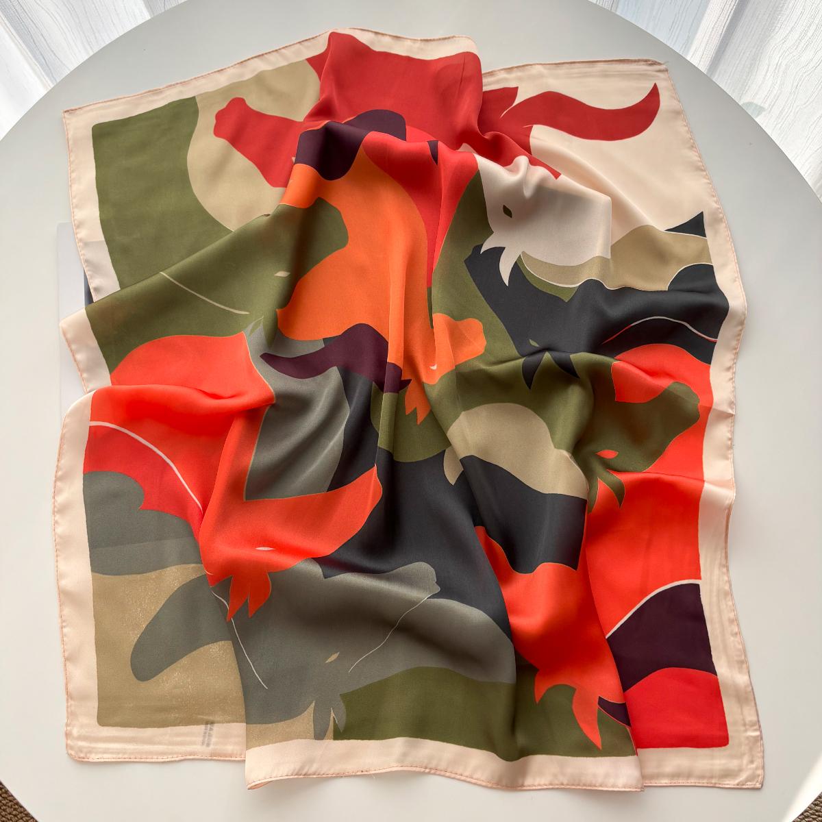 

Luxury Square Scarf For Women Elegant Color Ladies Hijab Neckerchief Soft Stain Imitation Silk Scarves Fashion Shawl For Travel