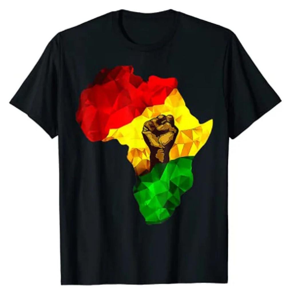 Mappa Africa Mano Alzata Juneteenth Orgoglio Africano Giorno della Libertà T-Shirt Abbigliamento Storia Nera Streetwear Maglietta Grafica Orgogliosa di Essere Nero Top