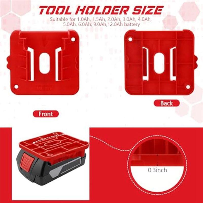 A20F-10Pcs Battery Base And Tool Holder Drill Tool Wall Mount Batteries Storage Battery Mounts Dock Holder For Power Tool-Red