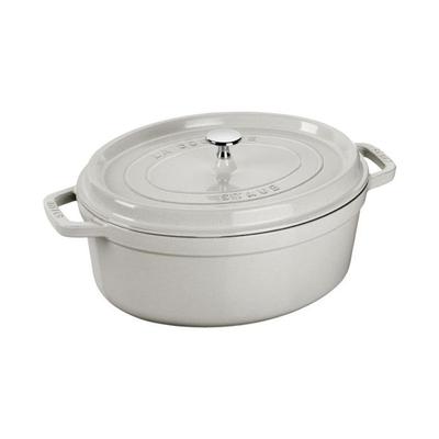 Bräter - STAUB - 40501-422 Oval 27 cm Weiße Trüffel - Emailliertes Gusseisen 3,2 L - Selbstbefeuchtender Deckel - Induktion