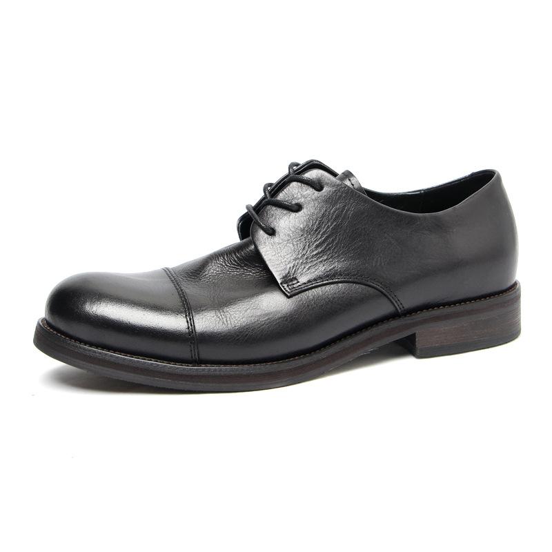 8401-1 Retro Polished and Old Big Head Leather Shoes, British Fashion Trend Men's Shoes First Layer Cowhide Shoes