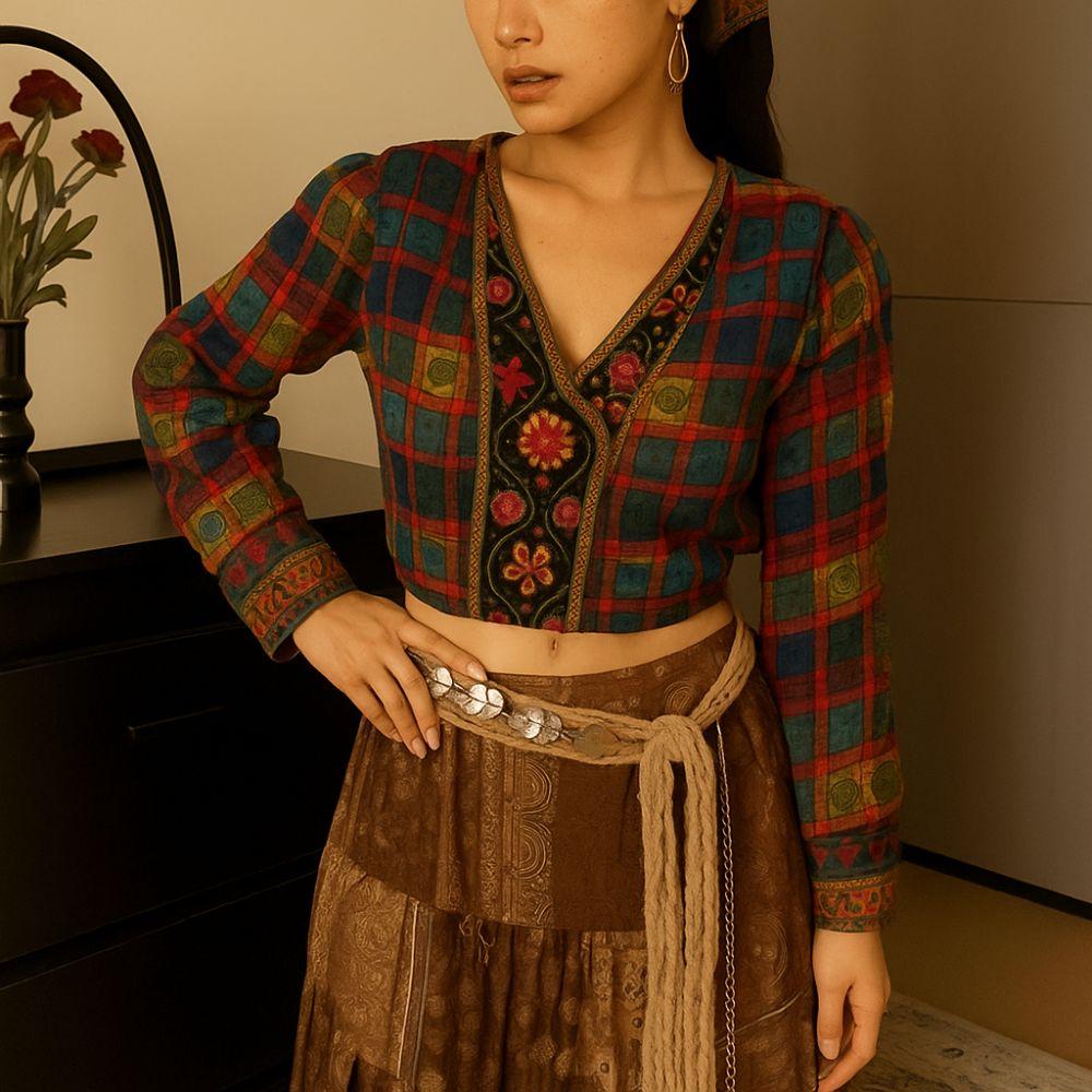 Ethnic Style Cotton and Linen Woven Belt Long Silver Leaves Waist Chain  Spicy Girls