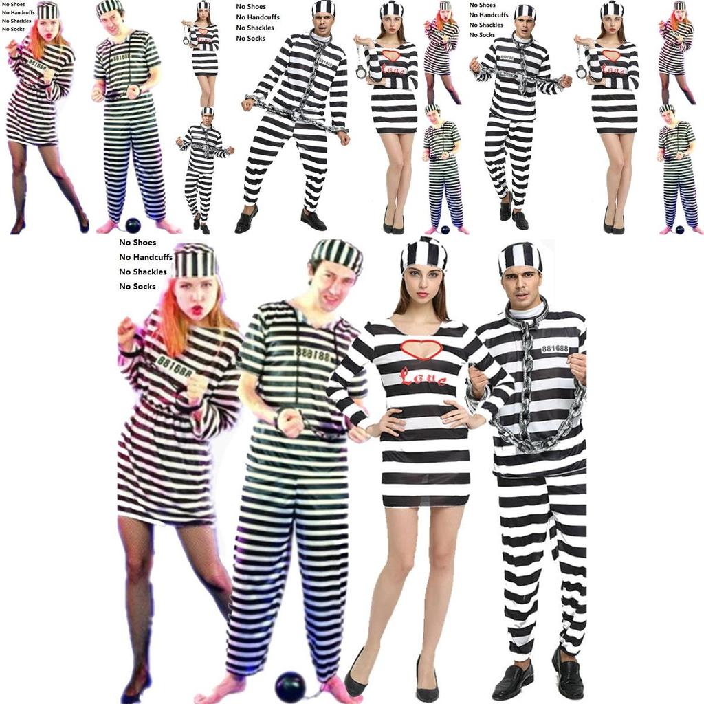 Unisex Convict Prisoner Outfit With Bold Striped Pattern Designed For Holiday Celebrations And Themed Events