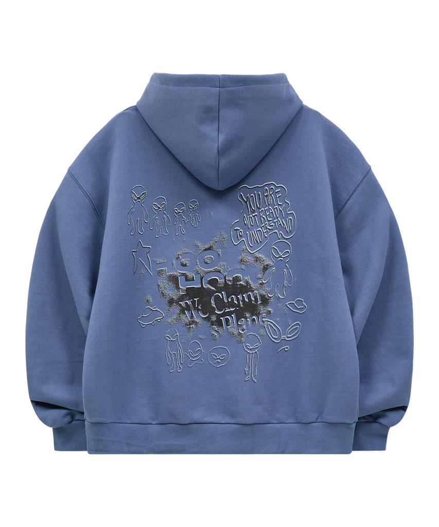 Hoodhood Doodle Alien Zip-Up Hoodie Dust Blue