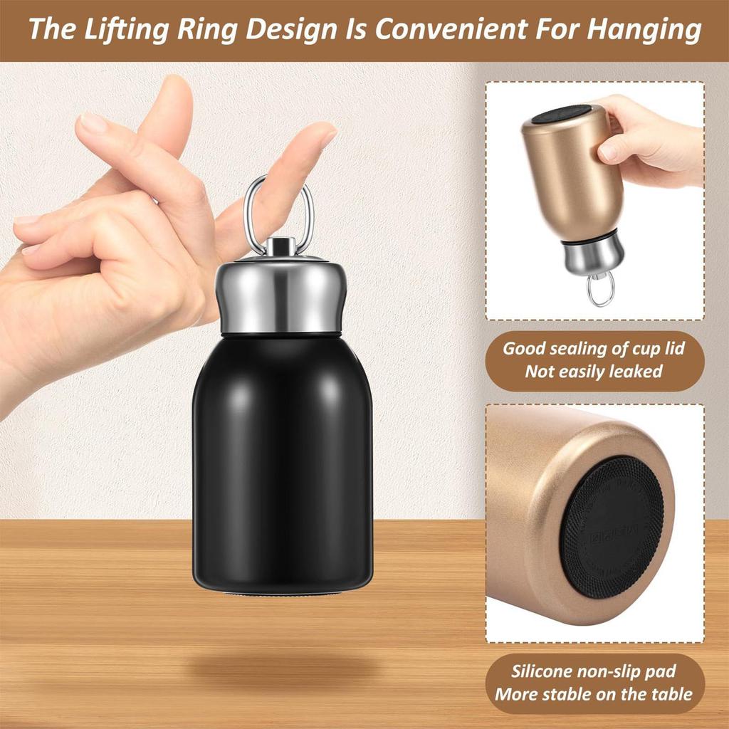 New High-value Mini Chubby Big Belly Cup 304 Stainless Steel Vacuum Thermos Cup Portable Carrying Ring Accompanying Cup
