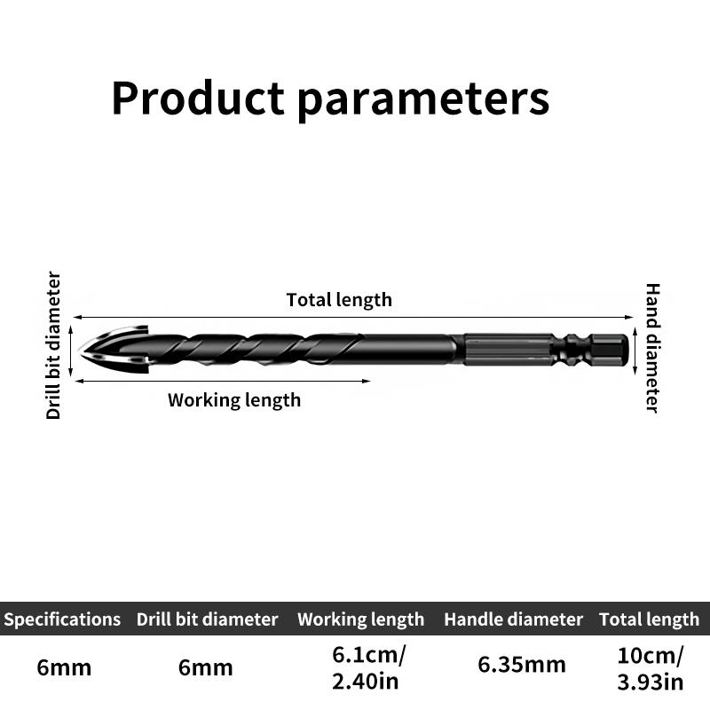 3-12mm Cross Hex Tile Drill Bit For Glass Concrete Ceramic Tile Hole Opener, Tungsten Carbide Hard Alloy Bits Set Tool