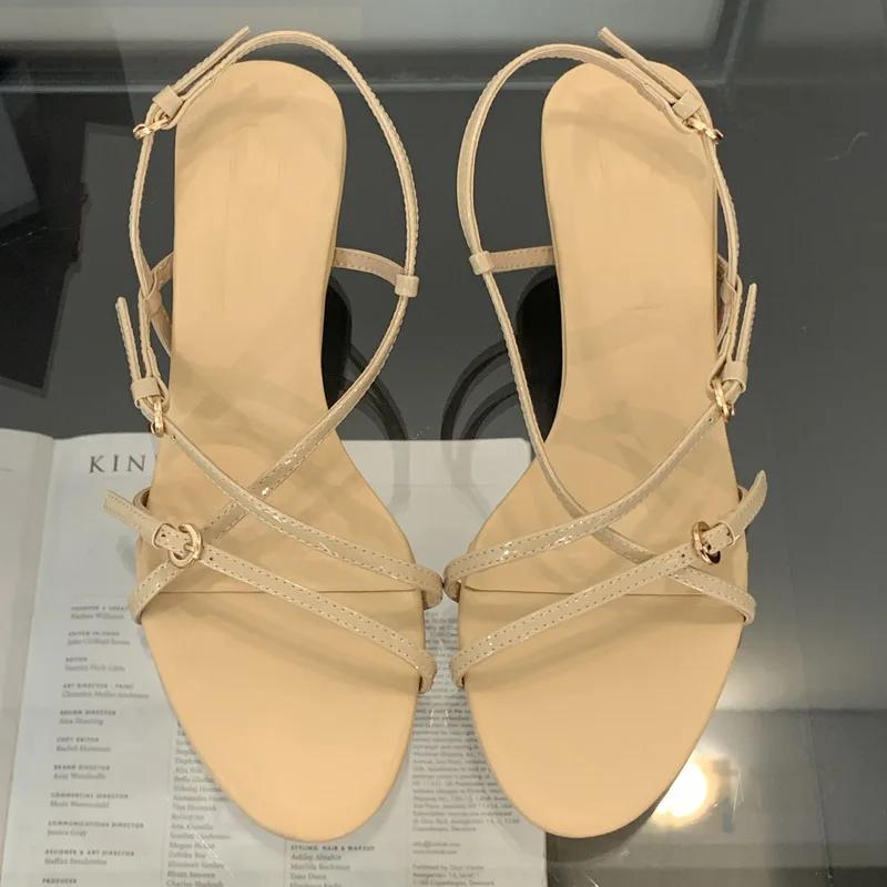 Summer Fashion Gladiator Narrow Band  Open Toe Women Sandals Thin Low Heel Party Shoes Zapatos De Mujer