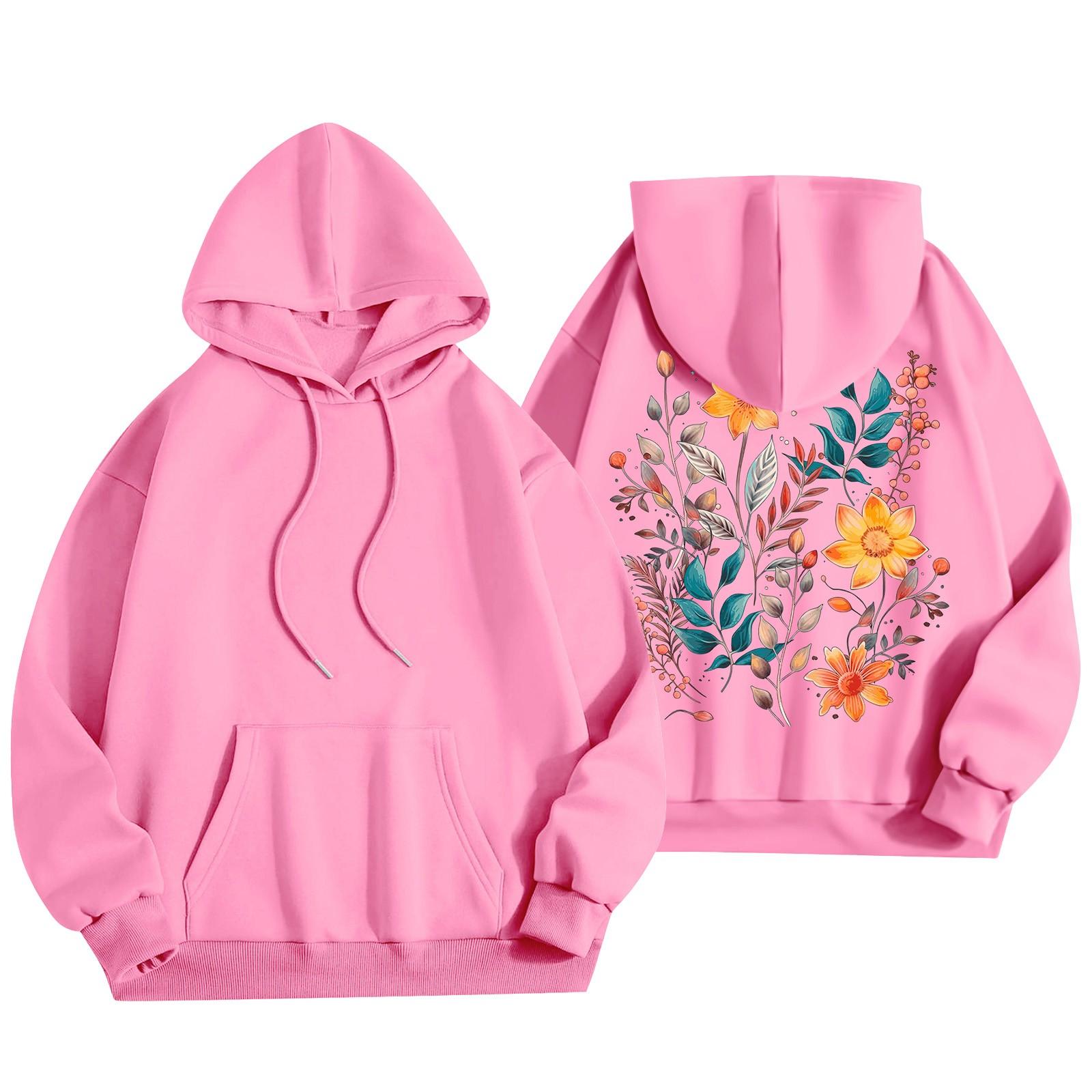 

Женский модный легкий свитер с длинными рукавами и карманами с цветочным принтом L розовый