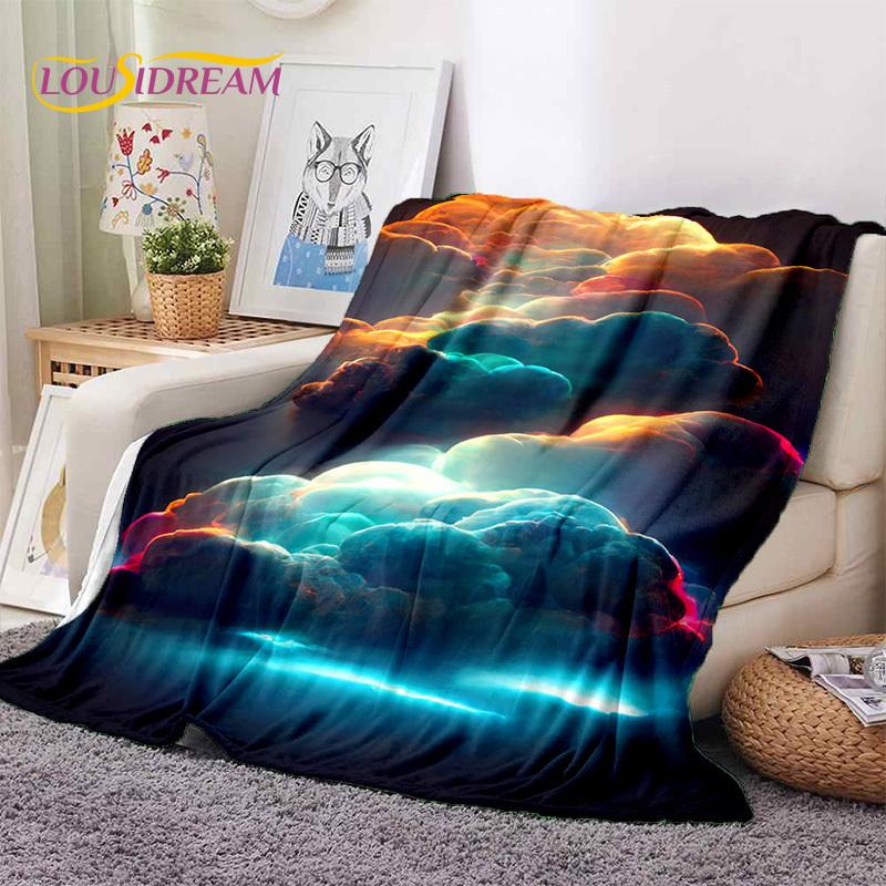 Rainbow Colour Illusion Cartoon Soft Flannel Blankets,Throw Blanket Comfortable Blanket for Picnic Beds Sofa Home Bedroom Gifts