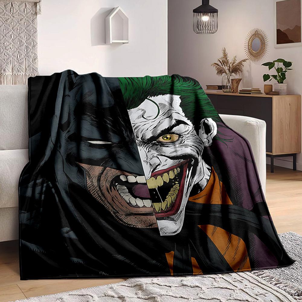 1pc Batman Joker Flannel Throw Blanket - HD Printed Lightweight Soft Warm All-Season Blanket for Sofa, Bed, Travel, Camping191
