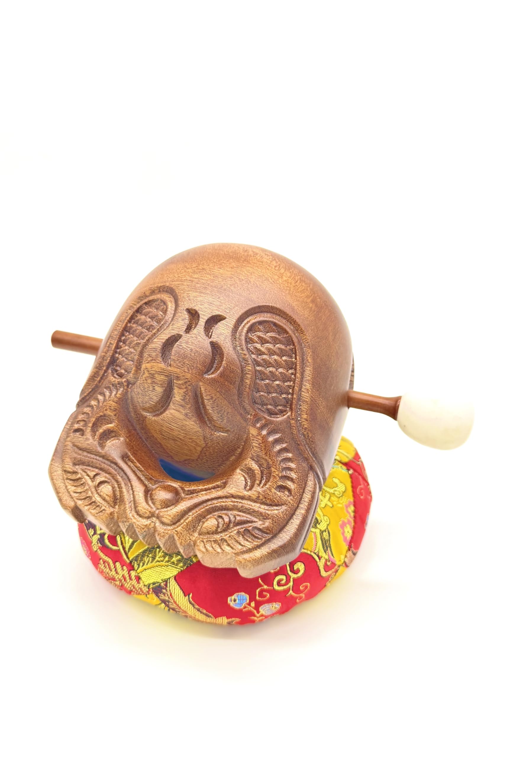 

[Perfect for holding memorial services at home] Mokugyo (wooden mokugyo) with drumstick and cushion set, made from high-quality rosewood and durable,