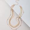Fashion Metal Sweater Chain, Round Bead Chain Three-layer Necklace, Simple Geometric Collarbone Chain