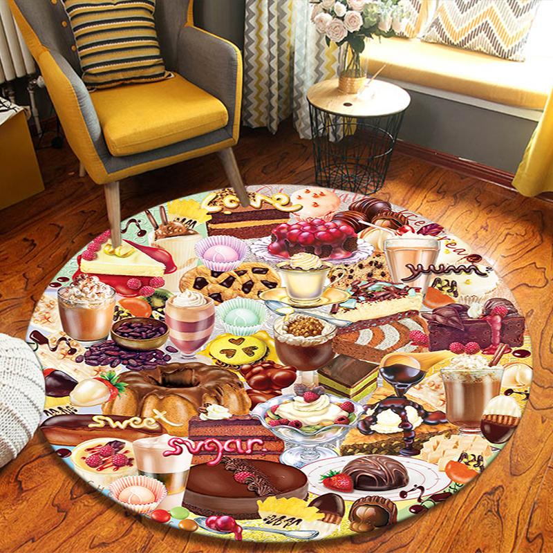 

Cupcake Dessert Round Area Rug,Carpet Rug for Living Room Bedroom Sofa Playroom Decor,Non-slip Floor Mat 80cmx80cm