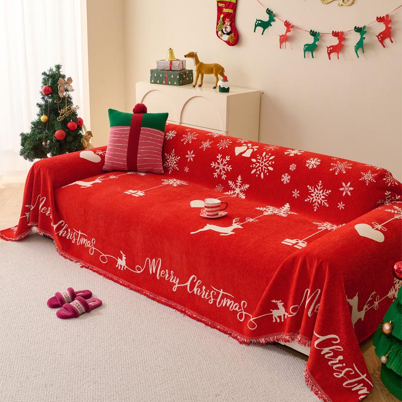 Christmas Chenille Sofa Covers Festival Decoration,All Seasons Blanket Sofa Towel,Living Room Sofa Cover,Anti-cat Scratch Cover