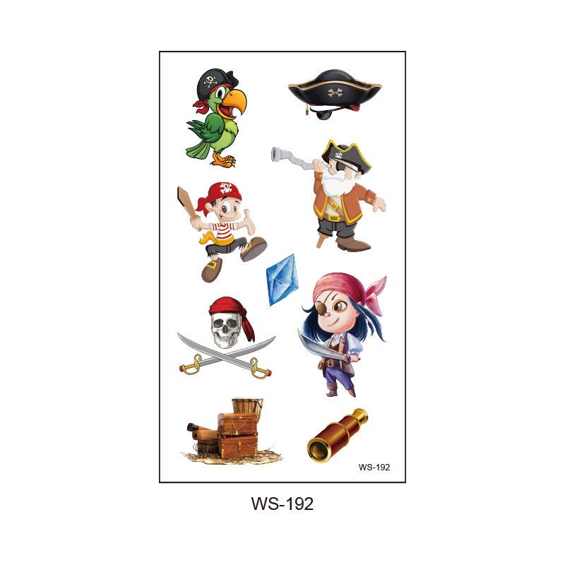 Children's Pirate Cartoon Waterproof Temporary Tattoo Stickers for Face & Arm - Fun Party Collection