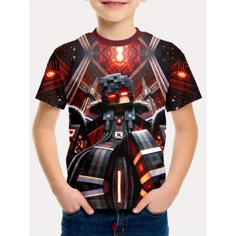 Summer Round Neck 3D Cartoon Pattern Printed T-shirts Fashionable Casual Short Sleeved Children's Boy T-shirts