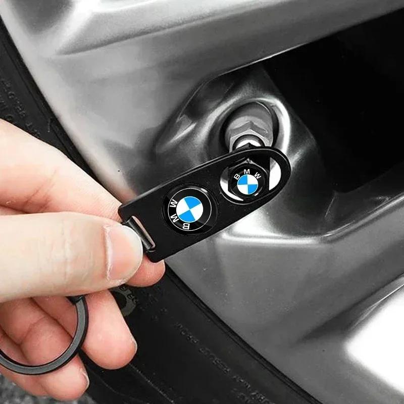 -Car Styling Keychain Key Ring with Auto Tire Valve Caps For BMW M Performance F15 E46 E70 E71 E91 E92 E93 F20 F15 F13 M3 E34 X5 EJ3