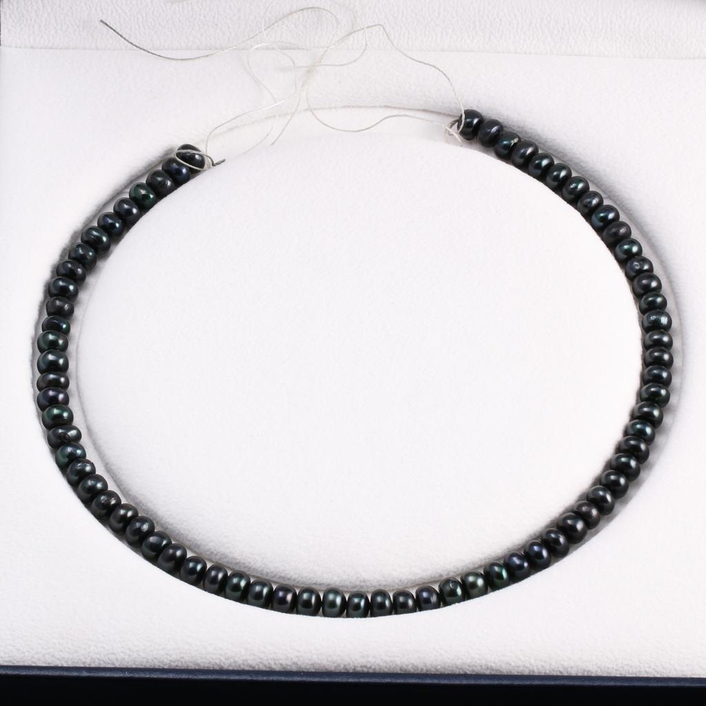 1String, Black Natural Freshwater Pearls, Coin Pearl Beads, 7–8 Mm, for DIY Necklace Accessories, Jewelry Making Valentine's Day Gifts, 36cm
