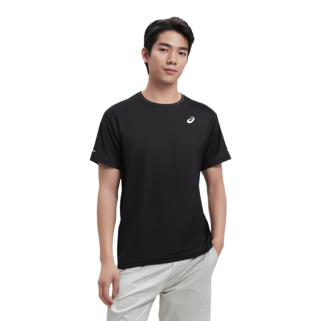 Asics Logo Sports Casual Crew Neck Regular Short Sleeve T-Shirt Men T-Shirts Black 2011D042-001