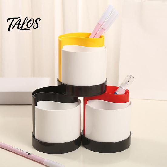 Pen Holder with 2 Compartments, Detachable Plastic Stationery Storage Container, Decorative Pencil Organizer Box for Home Office Desk