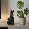 Reading Animal Figurine Retro Owl Rabbit Raccoon Reading Book Statue with Glow in The Dark Glasses for Bookshelf Desktop Home Decor