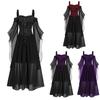 Witch Halloween Dress Cosplay Costume Gothic Medieval Carnival Shoulder Off