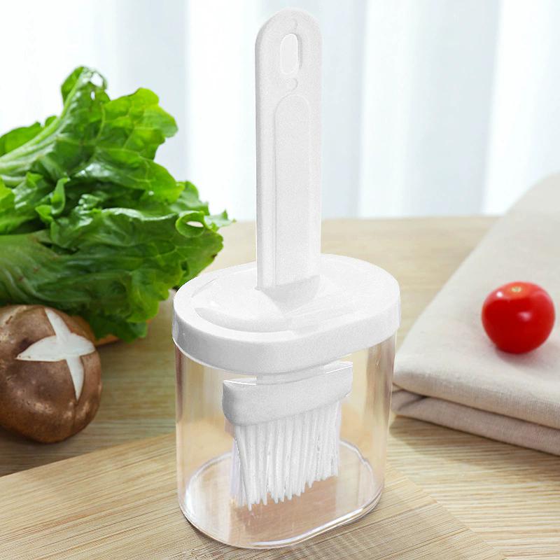 1Pc Oil Brush Pancake Oil Brush Integrated Oil Pot Brush With Bottle Kitchen Dustproof Household High Temperature Baking Tool