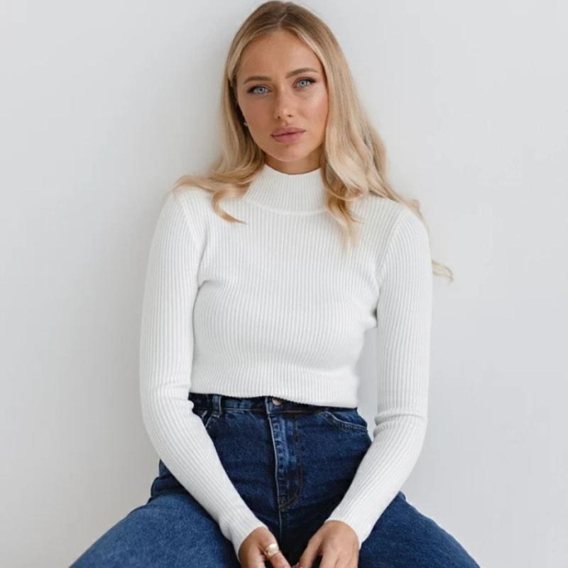 

Женская однотонная водолазка с воротником-стойкой из 21 цвета, европейская и американская осенне-зимняя тонкая трикотажная рубашка One size белый