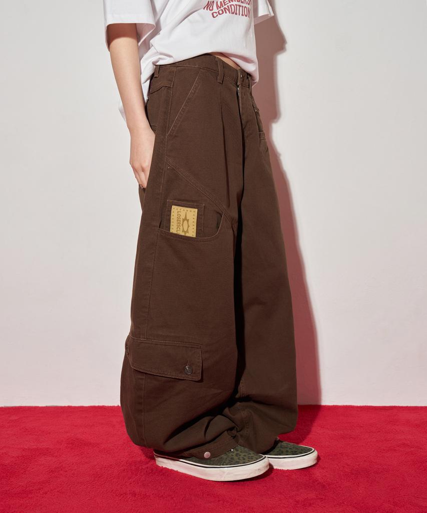 Lujeoseukeulleob Multi Cargo Pocket Wide Cotton Pants ( 3 Colors )