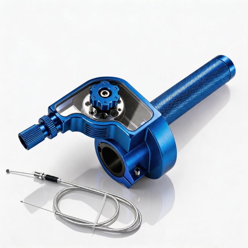 CNC Aluminum Throttle Grip Handle Motorcycle Electric Scooter Upgrade - 179mm Adjustable Twist In 6 Colors Cable