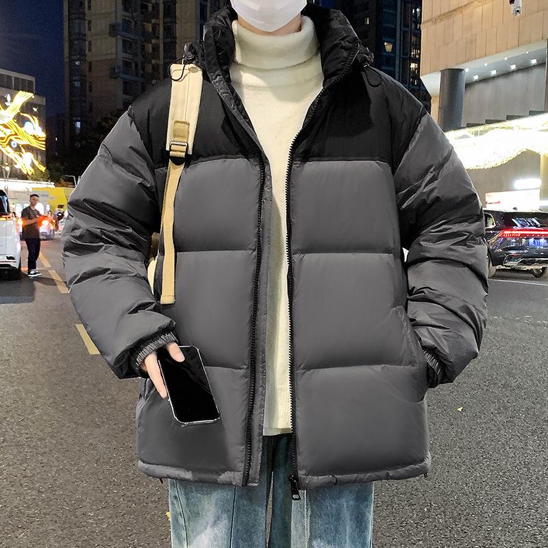 Men's New White Duck Down Men's Down Jacket Winter Hooded Splicing Jacket Men's All-match Tops