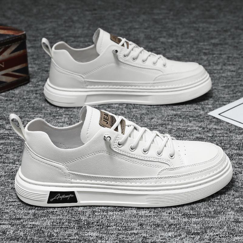Men's Breathable White Sneakers - Korean Style Casual Flats