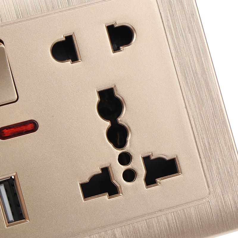 Veggstrømkontakt Universal 5 Hull 2.1A Dobbel USB-laderport Kontakt