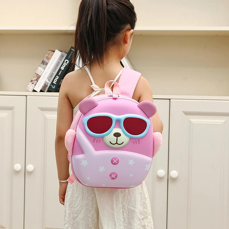 Sunglasses Cartoon Cute Bear Shaped Hard Shell Children Backpack For Use Daily