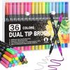 Corslet 36 Water Based Dual Tip Brush Pens: 1-2Mm & 0.4Mm Tips With Carrying Case For Art, Calligraphy And Sketching