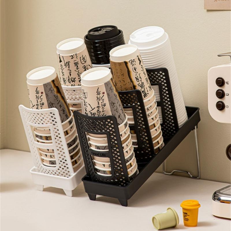 Disposable Cup Dispenser and Lid Storage Rack Cup Dispenser Cup Rack for Kitchen Bar or Break Room Organization