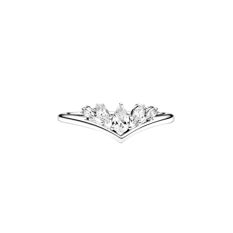 Pandora Shining Pear Shape And Marquise Gemstone Wishbone Ring Women rings Silver 199109C01