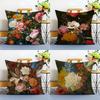 Beautiful Oil Painting Flowers Art Cushion Cover Linen Pillowcase Soft For Sofa Bed Home Room Decor