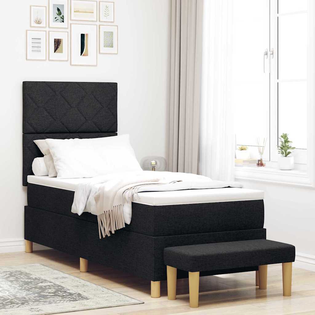 Box Spring Bed with Cushions and Headboard Black 200 x 80 cm Fabric