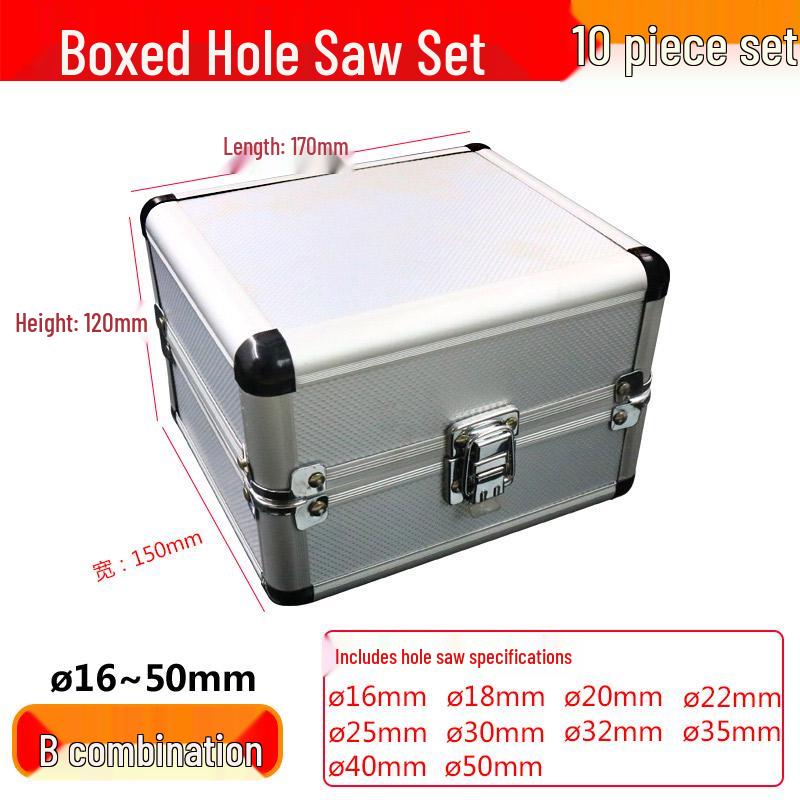 Carbide Stainless Steel Hole Saw Set, 16-Piece for Drilling Metal, Iron, Steel, Aluminum Alloy