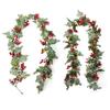 Christmas Greenery Artificial Plant Ornament with Realistic Berries for Mantels Door Curtain Holiday Decoration