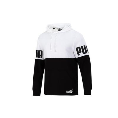 Puma Logo Print Atmungsaktiver Hoodie Pullover Sportbekleidung Herren Oberteile Schwarz Weiß 847723-02
