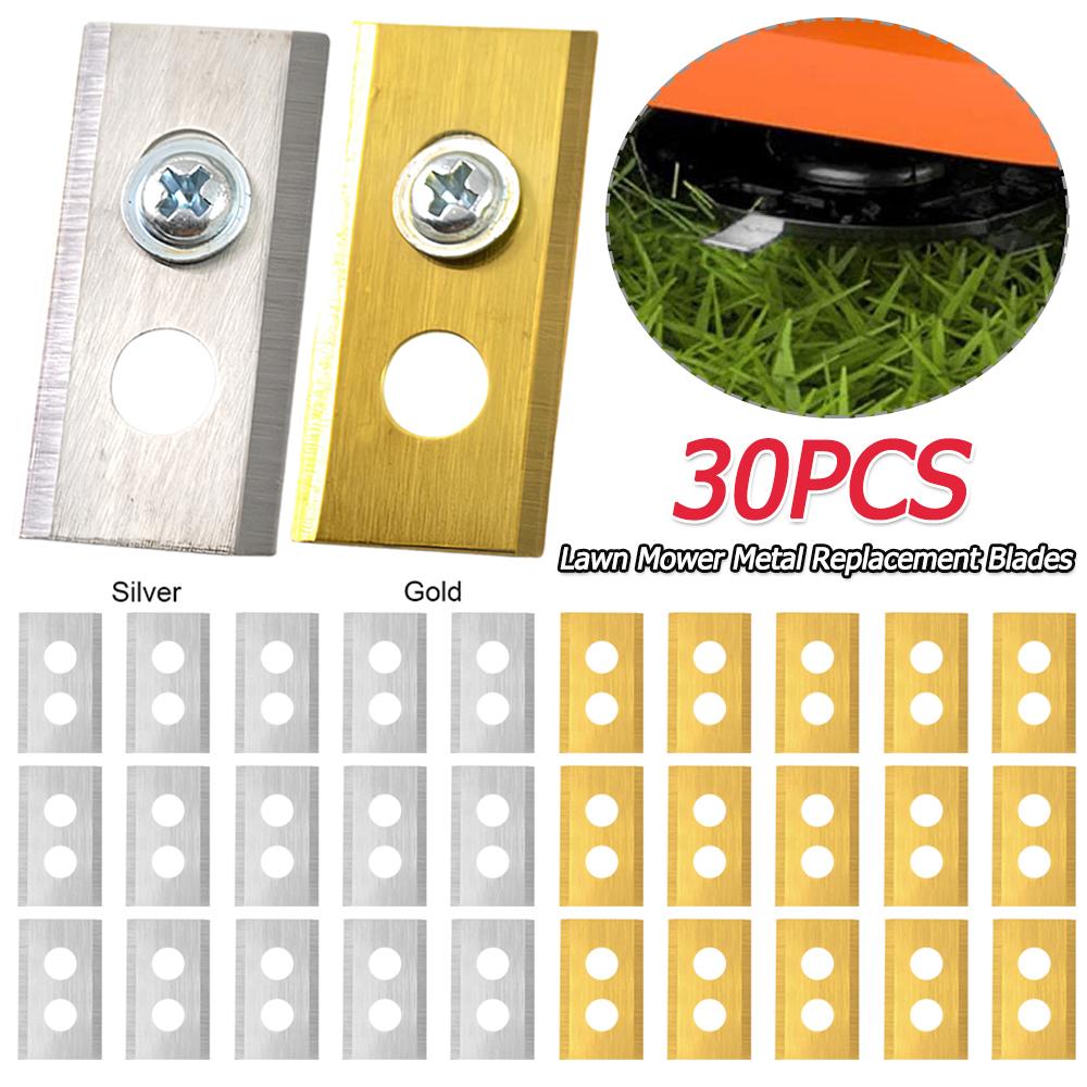 With Washers & Screw Lawn Cutting Blade 30Pcs Lawn Mower Blades Wear Resist Stainless Steel Mower Blade Set Lawn Mower Supplies