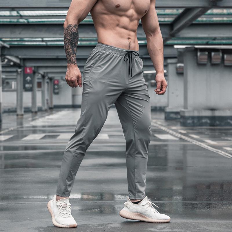Men's Casual Slim Fit Summer Pants, Solid Color, Drawstring, Cuffed, Fashionable.