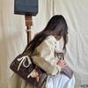 Brown Retro Korean Women's Bowling Handbag - Large Capacity, Shoulder Bag for Autumn and Winter