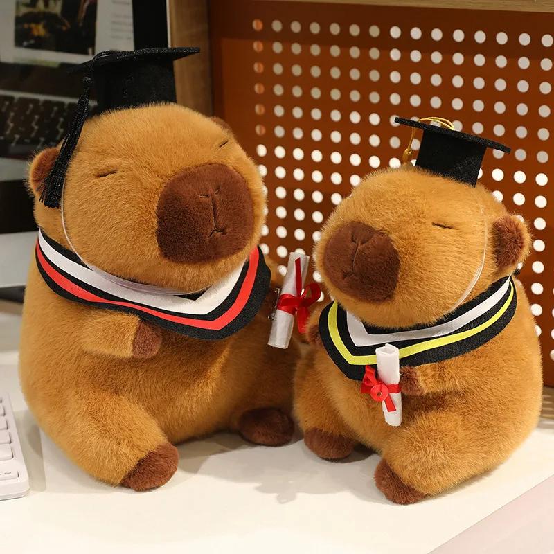 20-25cm Kawaii Graduation Dr.Capybara Plush Toy Cute Christmas Hat Kapibala Soft Doll Boys Girls Child Students Graduation Gift