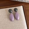 Trendy Temperament Geometric Contrasting Color Resin Drop Earrings for Women Winter Autumn Retro Stud Earrings Jewelry Accessory