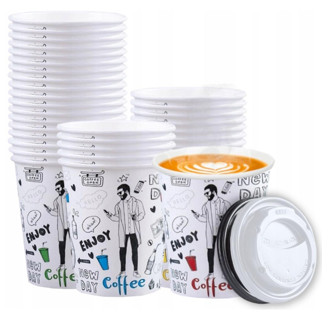 Cups + Lids Disposable Paper Cups For Takeaway Drinks