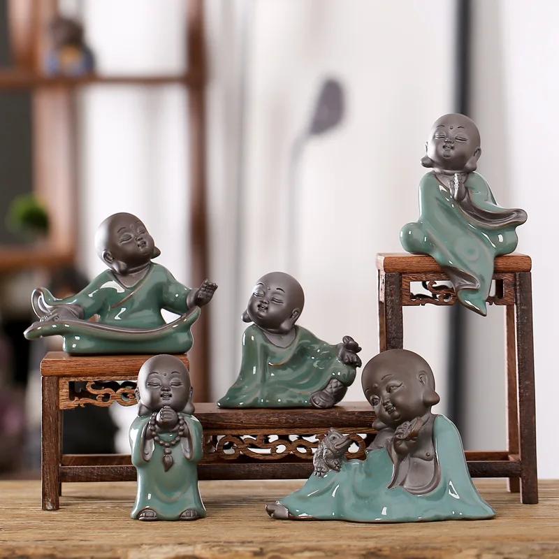 Large Bonsai Accessories Tea Ornaments Desktop Flower Pet Zen Geware Little Monk Tathagata Guanyin Micro Landscape Decorations