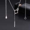 925 Silver Geometric Square Necklace Long Tassel Chain Wedding Jewelry Sweater Chain for Women